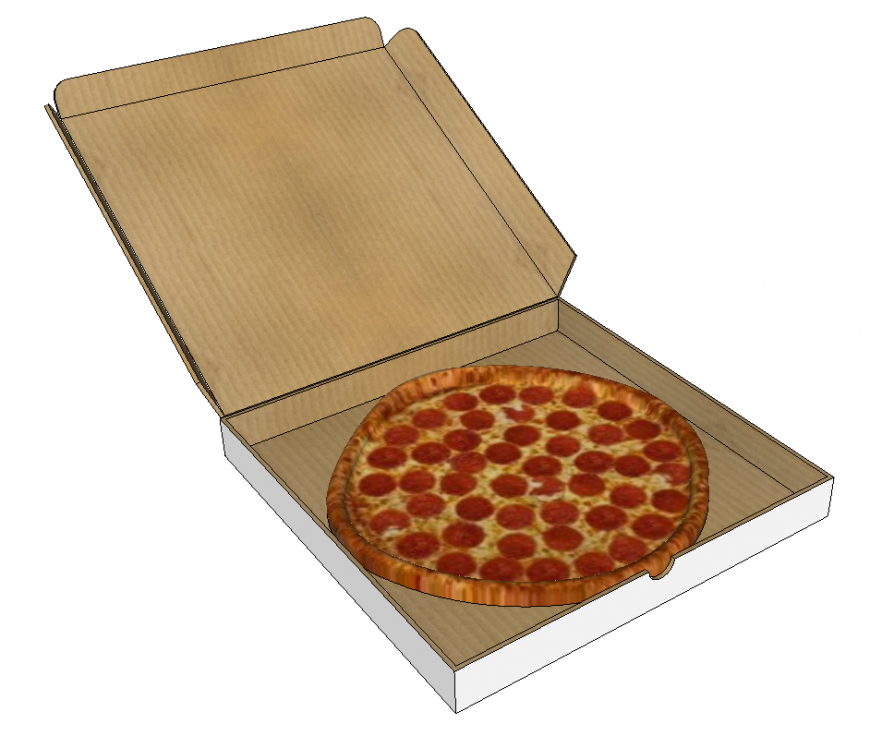  Pizza  box detail elevation 3d model layout sketch-up file