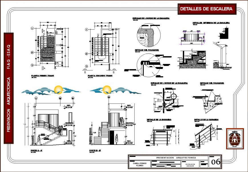 (ESCALERA) Staircase Detail Drawings.
