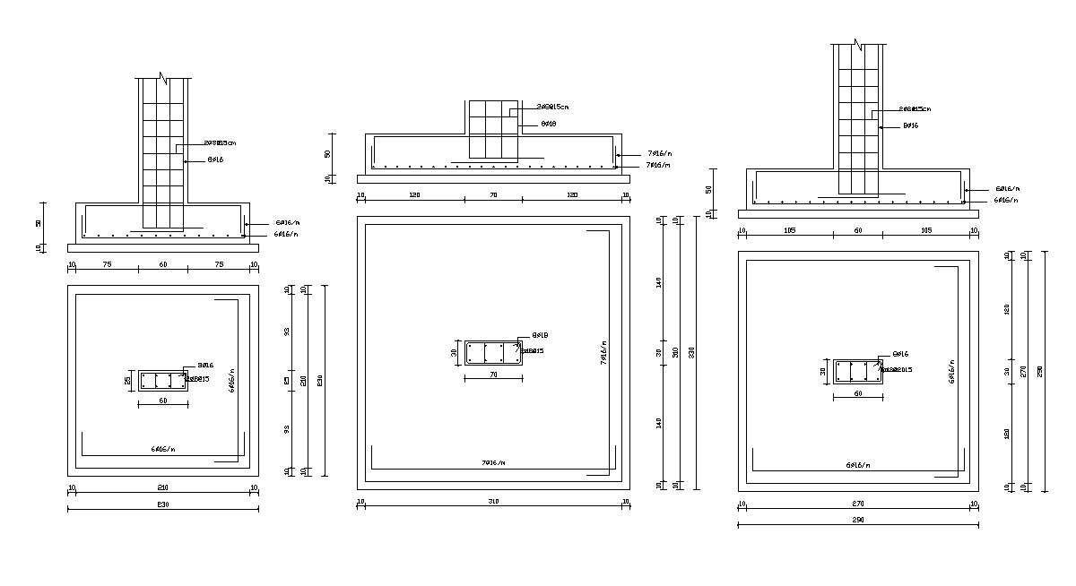  AutoCAD File Different Column Footing Design DWG Drawing 