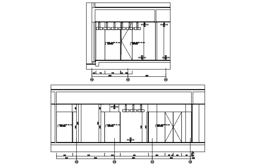  Autocad drawing of cafe elevations
