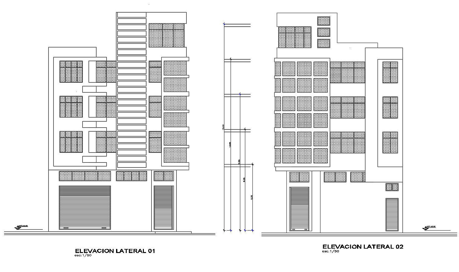  Dwg file of commercial and residential complex elevation