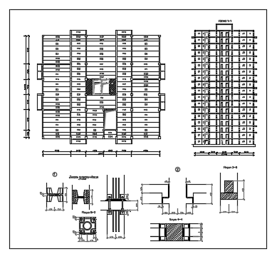  Exterior elevation of  Residential building with construction details  dwg file 