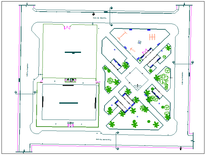  Park garden plan view detail dwg file