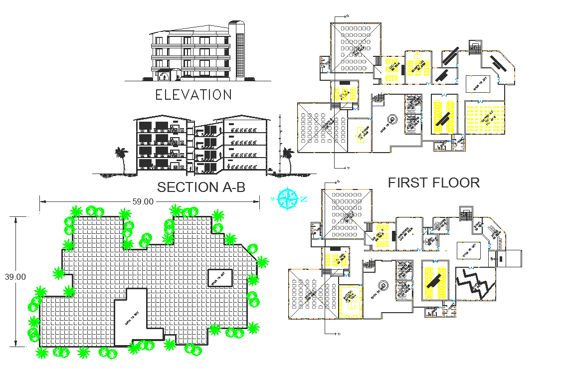  Plan, elevation and section detail dwg file