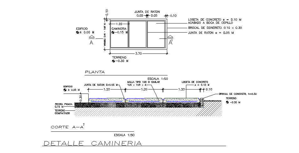  Plan and section working plan detail dwg file
