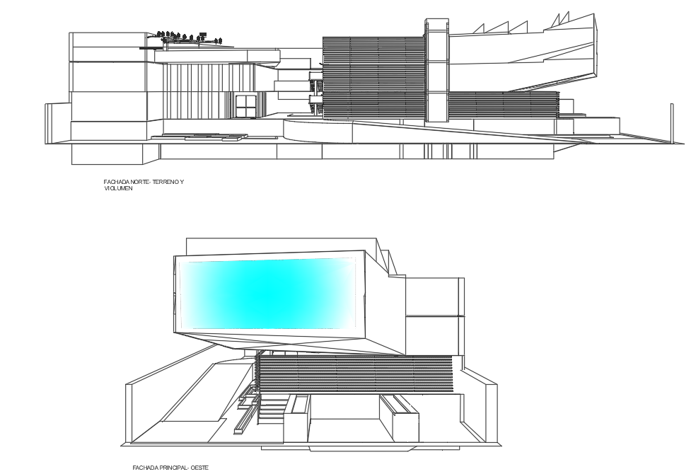  Shopping mall front elevation detail and back elevation detail dwg file