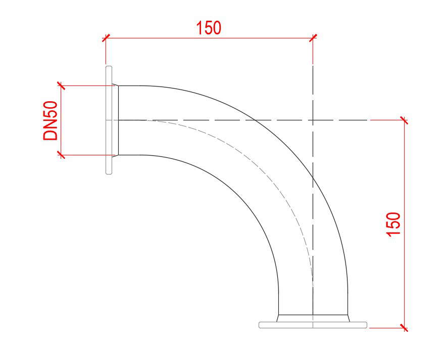 flanged bend 90° ductile iron DN50mm