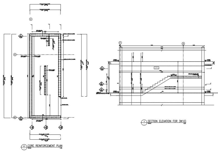  structural detail plan with section and elevation .