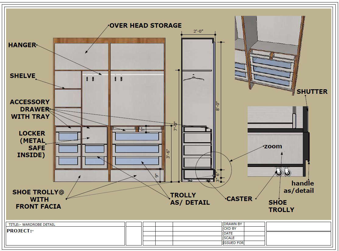 Wardrobe detail and design ,wardrobe detail drawing pdf