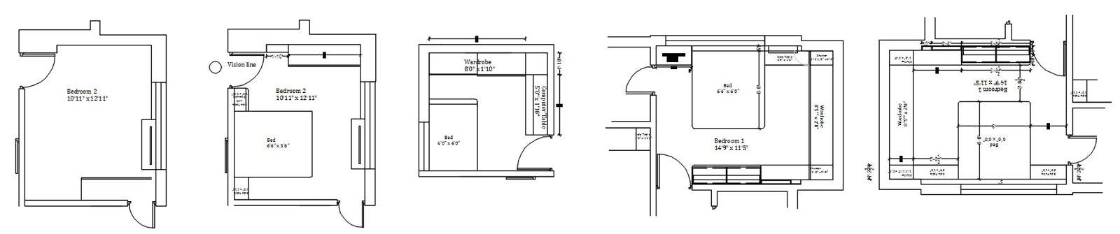 10,11x12,11 Bedroom Furniture Layout in AutoCAD Drawing