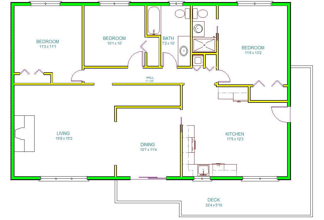 1098 X 745 House Plan Modern Design