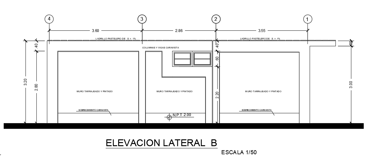 10x10m college admin office lateral building view