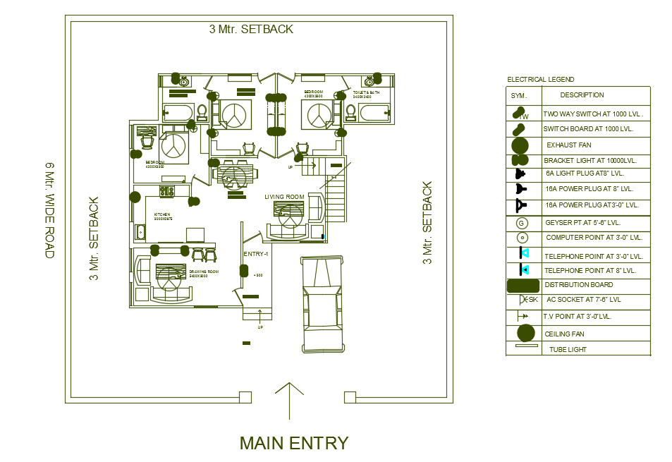 10x12m house building electrical description and symbol drawings