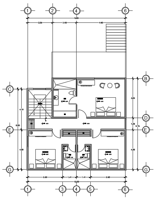 10x13m house plan first floor dimension detail drawing