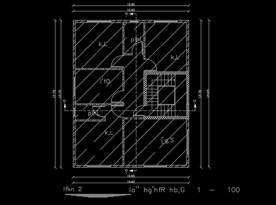 10x13m residential first floor house plan AutoCAD drawing 