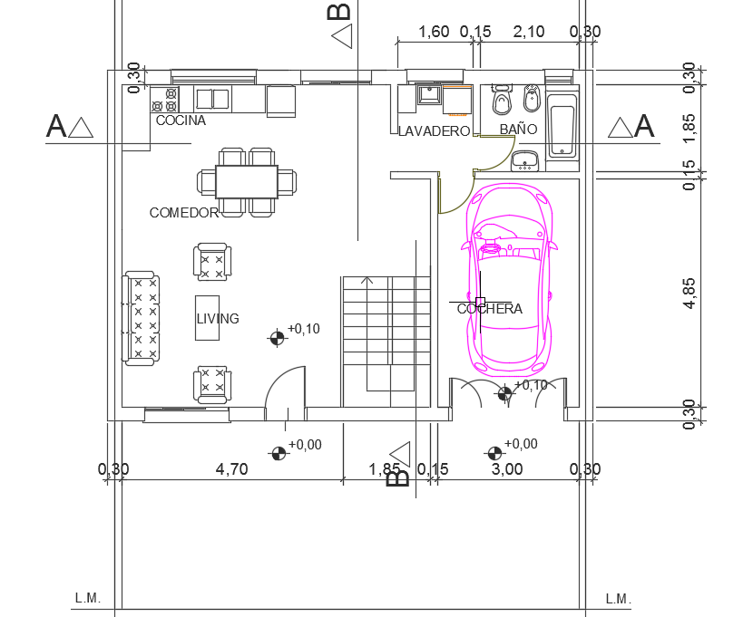 10x8m architecture ground floor house plan AutoCAD drawing is given 