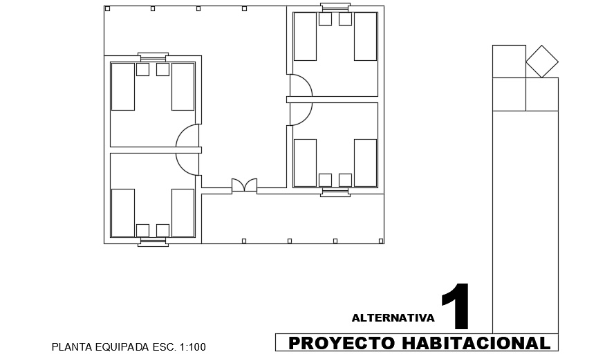 11x10m bedroom plans are given in this CAD model