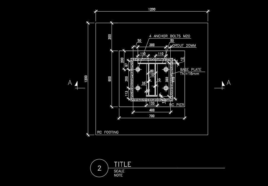 1200x1200RC footing plan