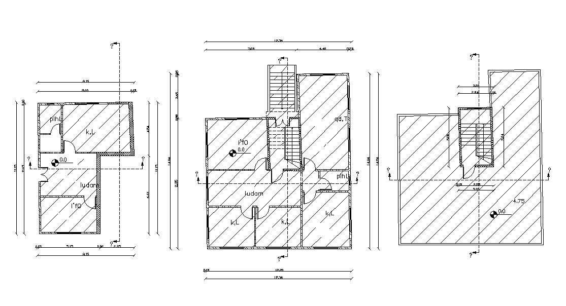 12.20 X 14.40 Meter Bungalow House Floor Plan DWG File