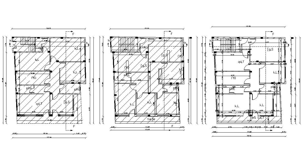 13.49 X 15.49 Meter Bungalow Layout DWG File 
