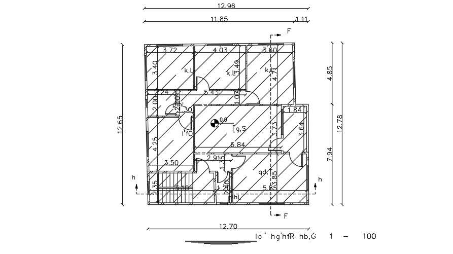 13x13 Meter 3 BHK House Layout AutoCAD Design