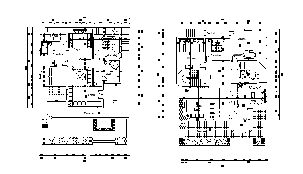 14X17 Meter House Ground Floor Plan And First Floor Plan AutoCAD Drawing Download DWG File