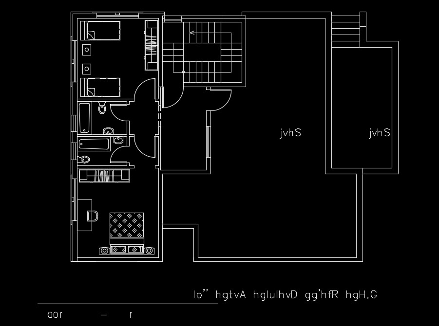14x12m first floor house plan furniture’s layout AutoCAD drawing 