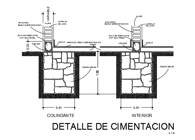 14x17m house building column cum foundation section AutoCAD drawing
