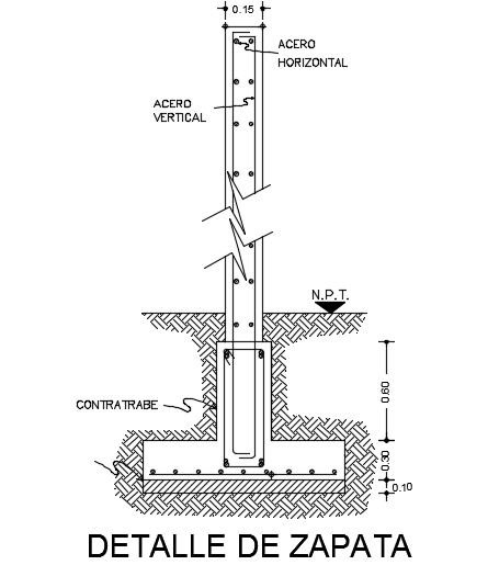 14x17m house building foundation section drawing