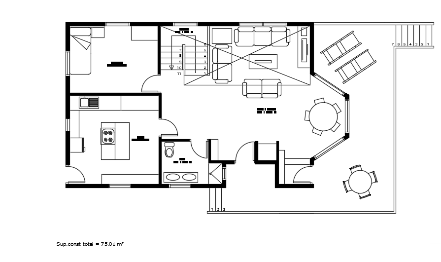 14x8m residential plan and furniture’s layouts are given