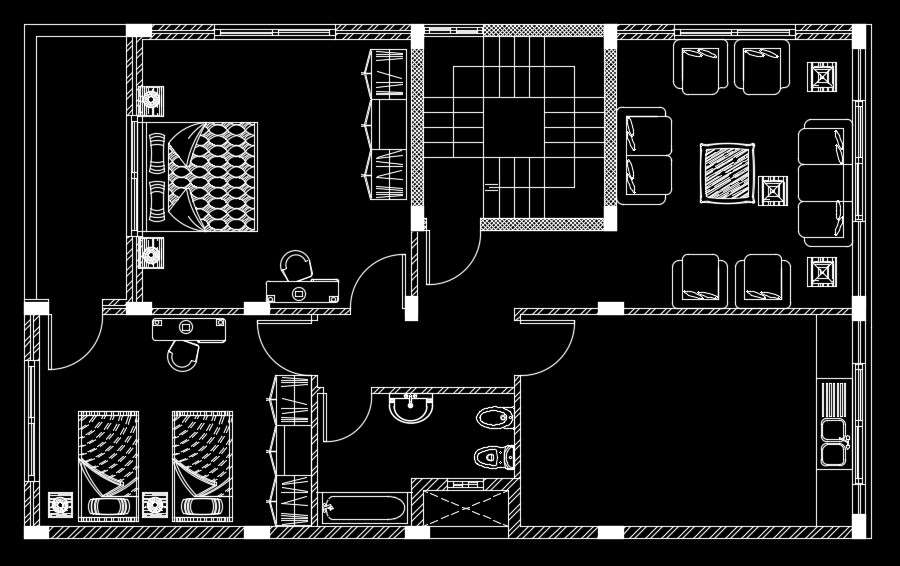 14x9m residential house plan AutoCAD drawing  Download now
