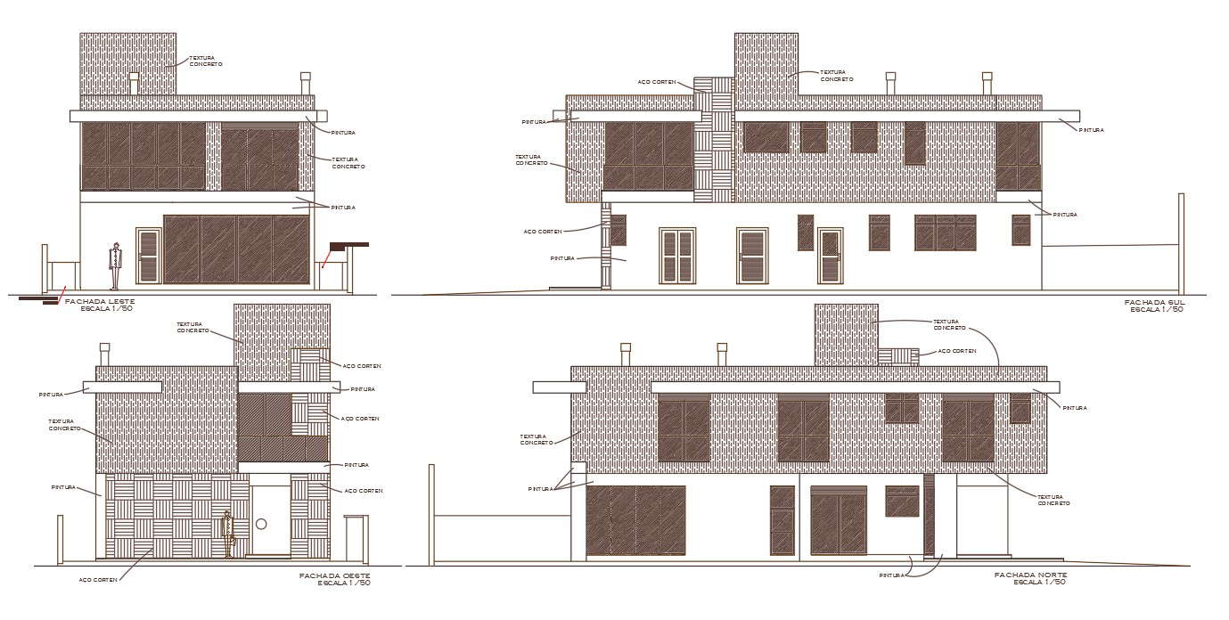 1500 Sq Ft AutoCAD House Elevation Design DWG File