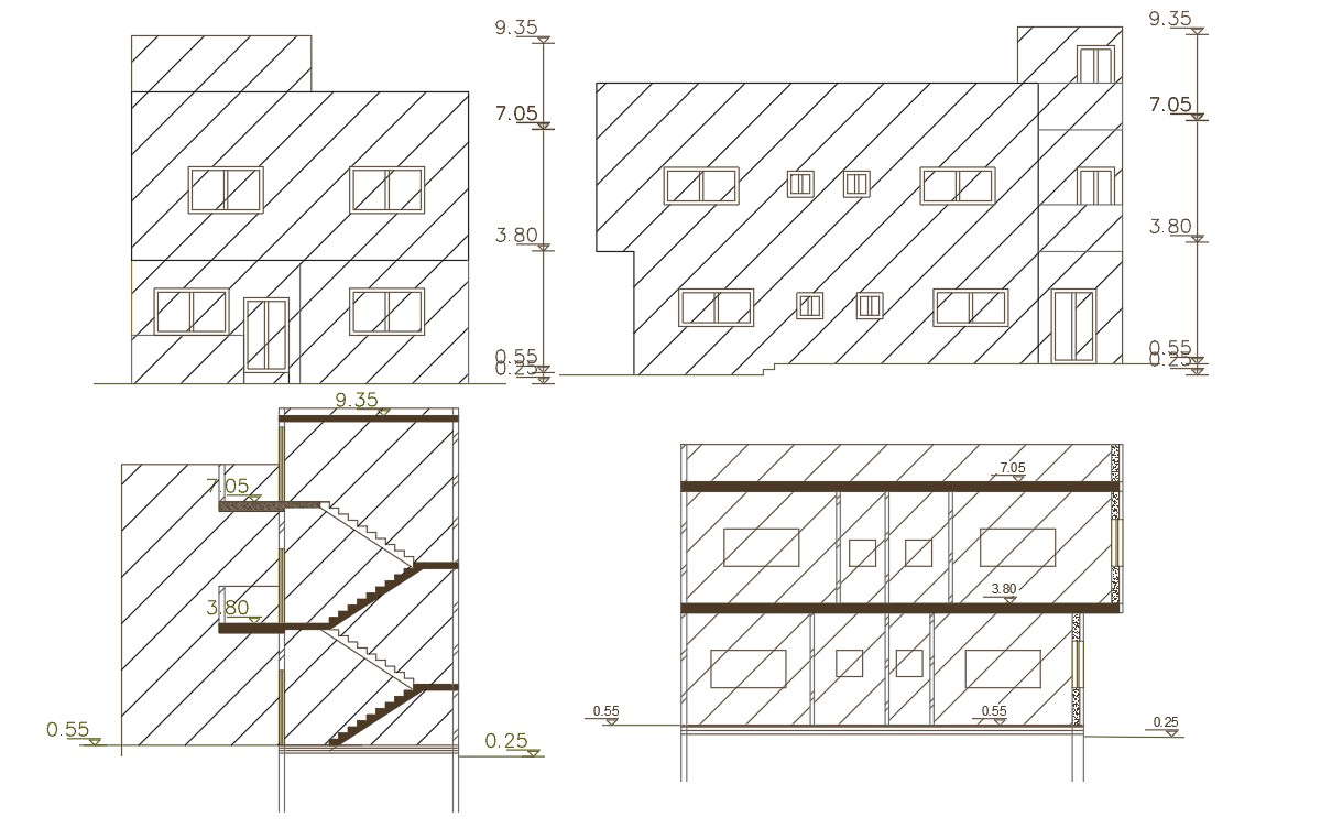 150 Square Yard House Building Design DWG File