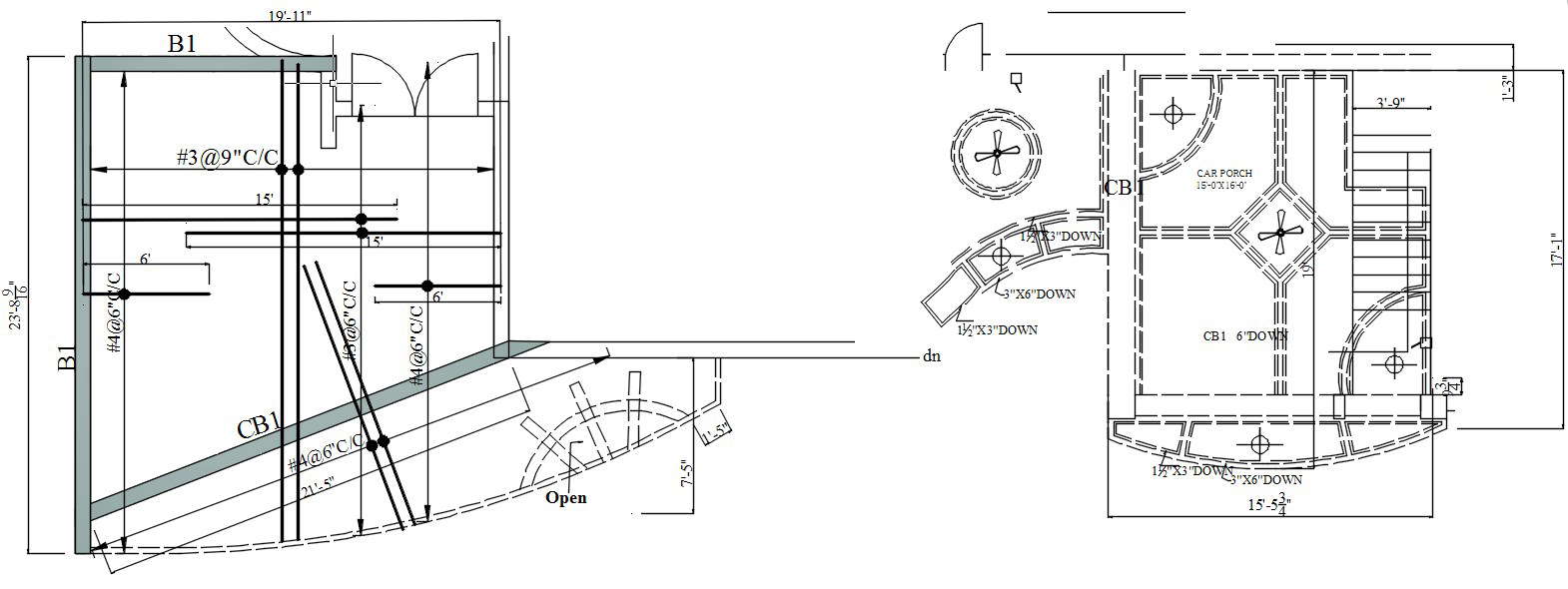 15'6"x17'1" size hall POP design in AutoCAD 2D drawing, CAD file, dwg file