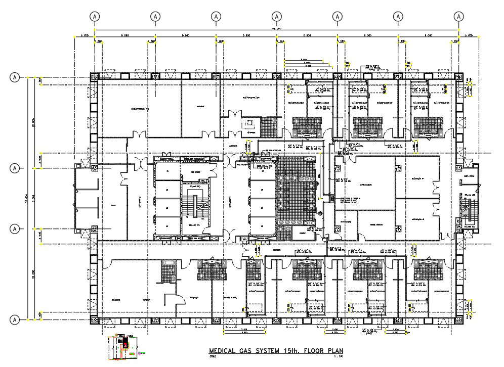 15th floor of First floor medical gas system of hospital building is given into Autocad DWG drawing file.  Download the Autocad DWG drawing file.
