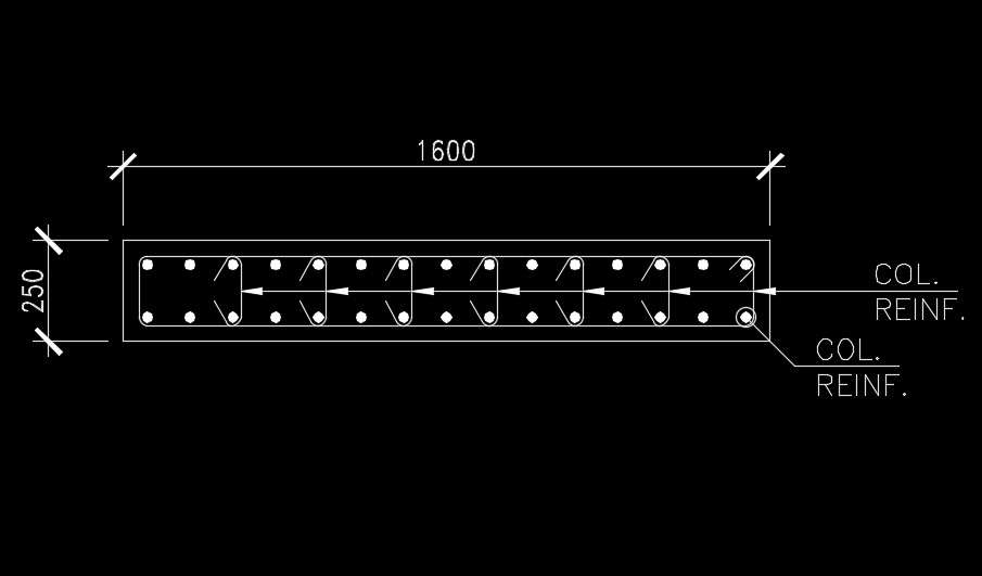 1600x250 column section view is given in this model