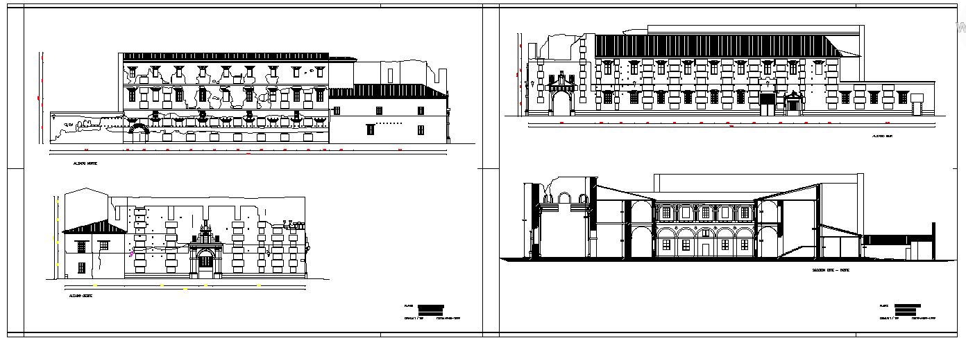 School façade AutoCAD layout for educational building