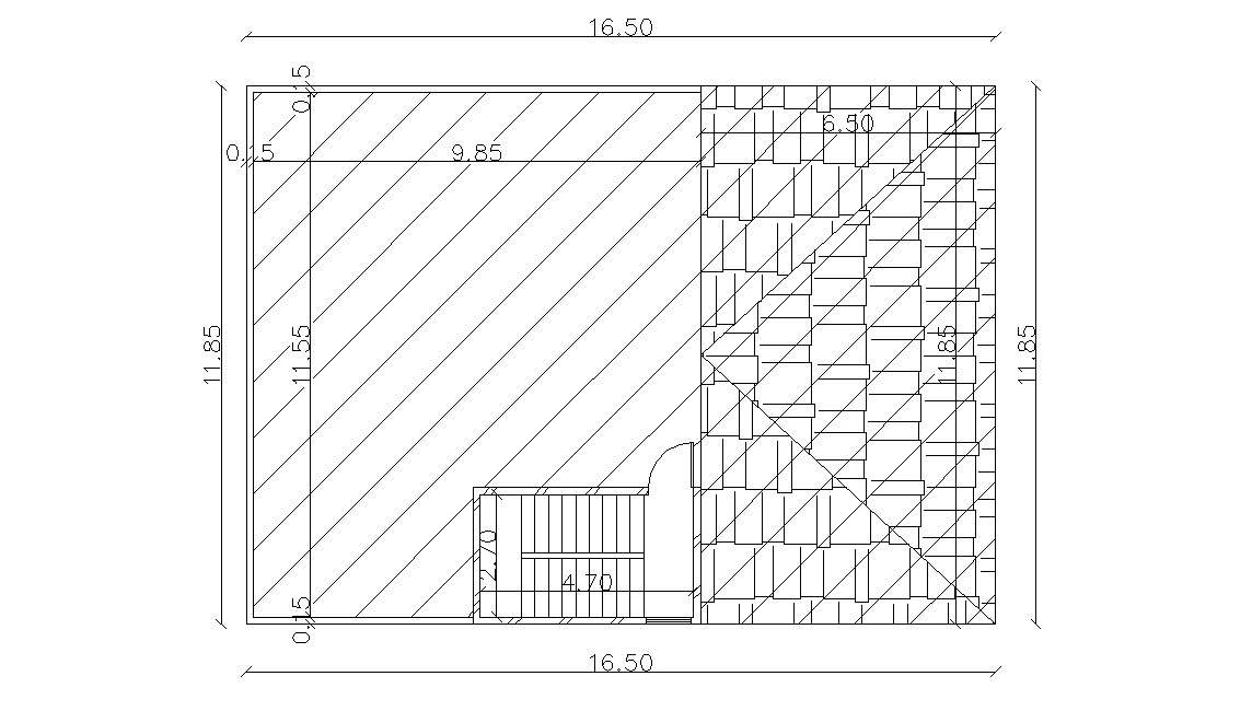 16.50 X 11.85 Meter Bungalow Terrace Floor DWG File