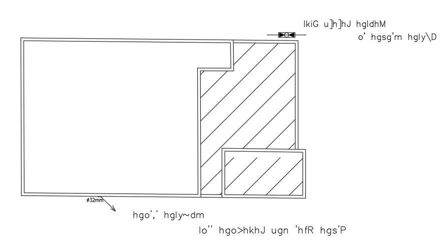 16x8m house plan of the water outlet from roof drawing 