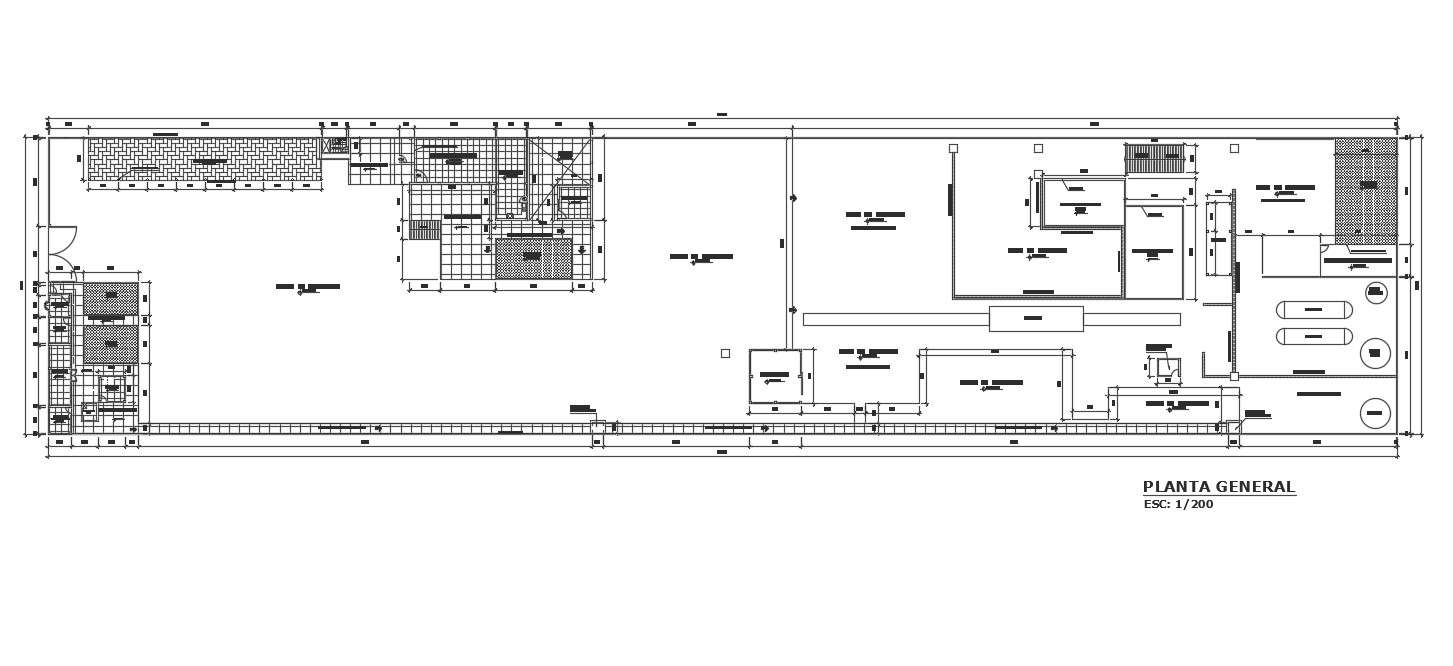 170X 38 Meter Office Ground Floor Plan AutoCAD Drawing DWG File