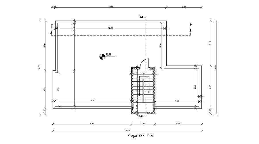17x11m house plan roof layout AutoCAD drawing