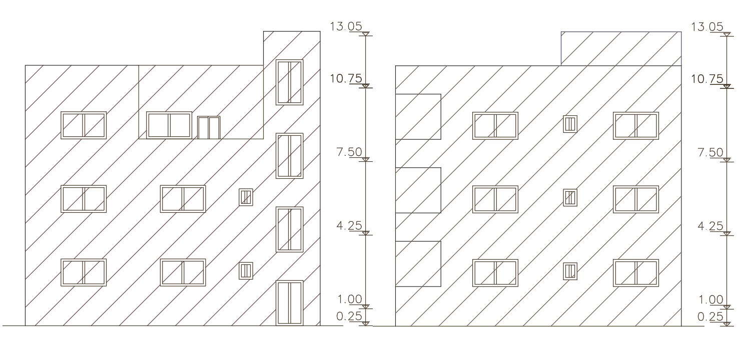 1800 Square Feet Building Design DWG File