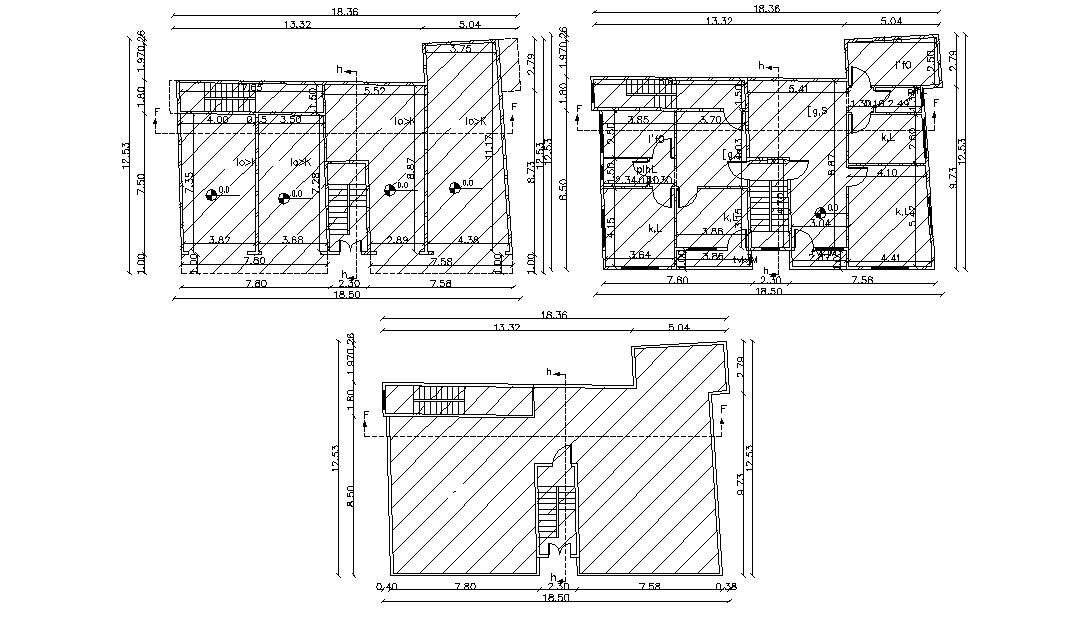 18.36 X 12.53 Meter Bungalow Drawing CAD File