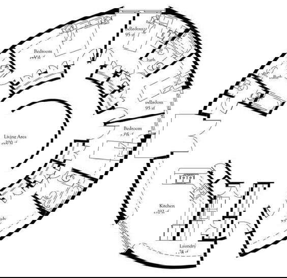 Circular Bungalow DWG Layout Design with Living Room and Spaces