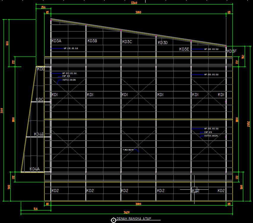 18x12m ware house roof layout construction drawing
