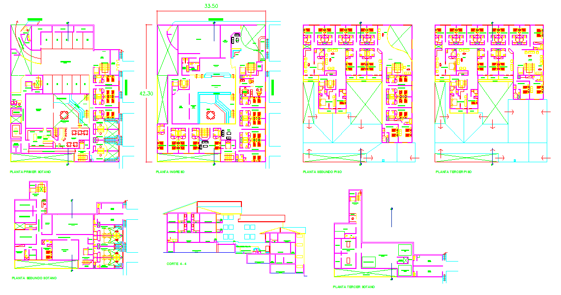 AutoCAD file of 3?Star hotel plan and detail in DWG format