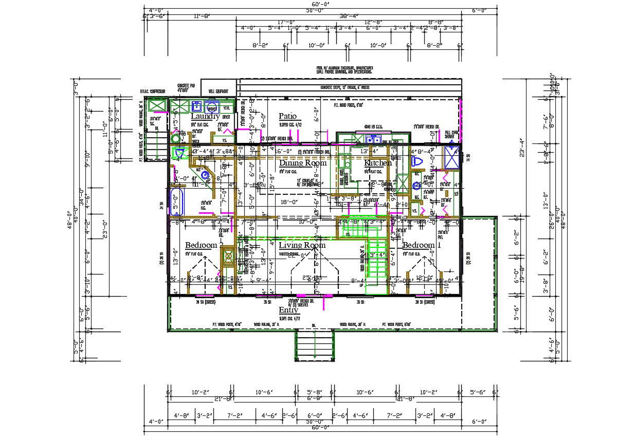 2 BHK House Layout Plan AutoCAD File