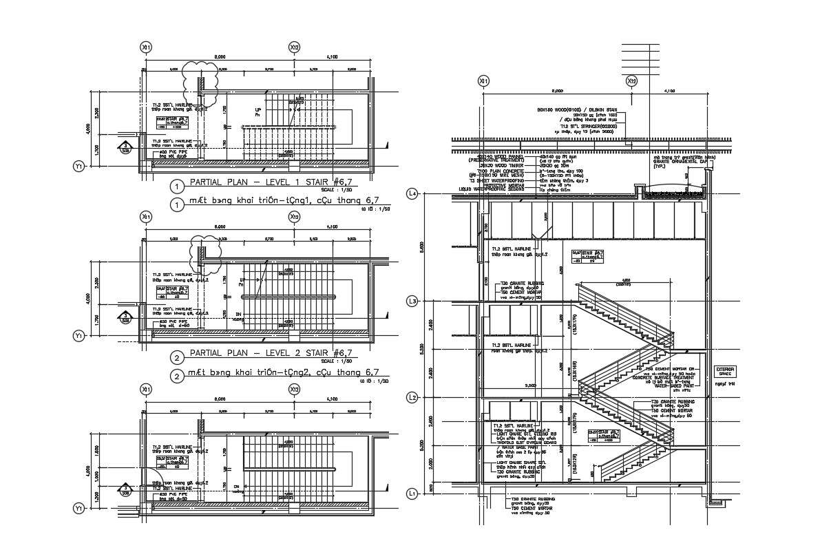 2 Flight Staircase Plan DWG File
