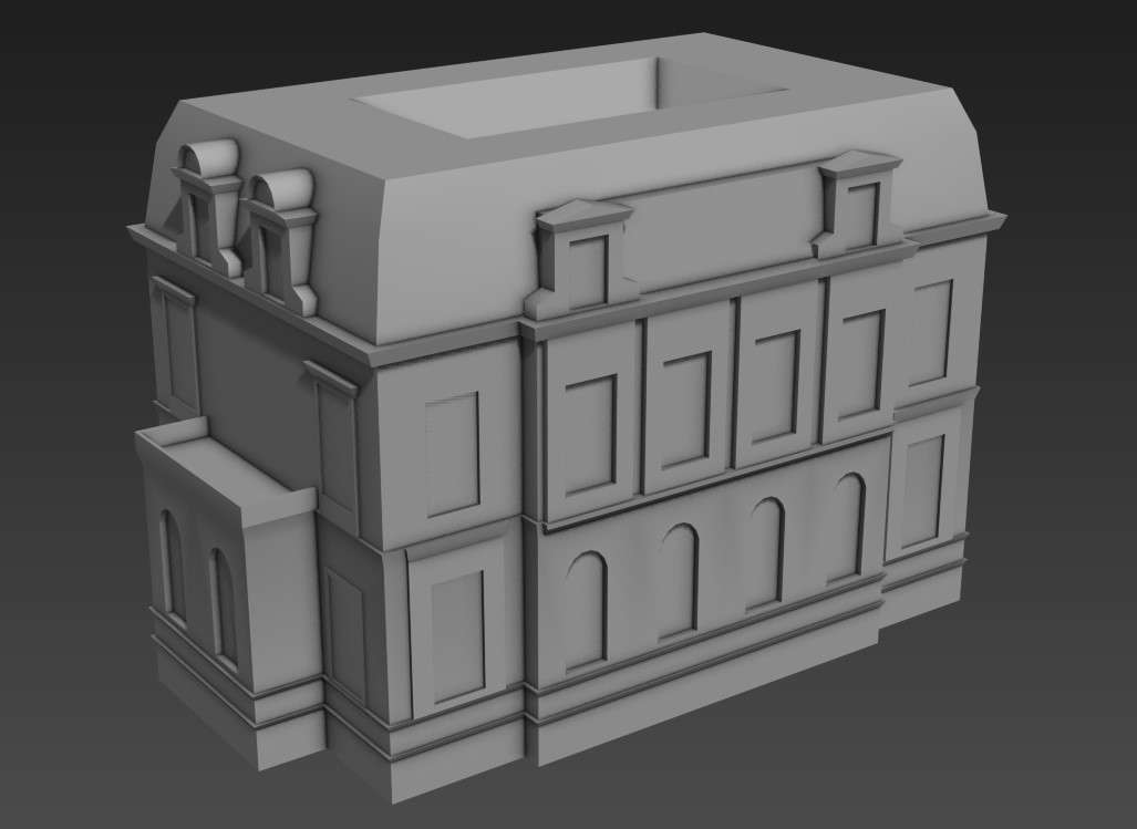 2 Story Apartment Building Elevation 3D MAX File Free Download 