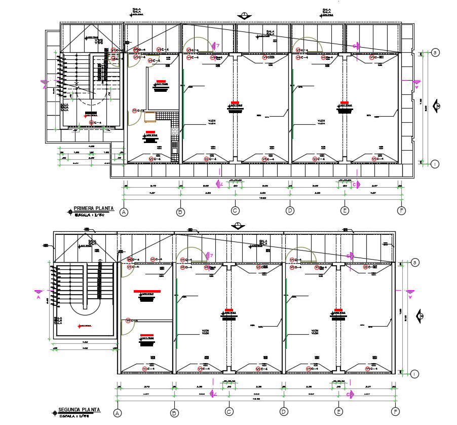 2 floor plan of college campus in autocad 